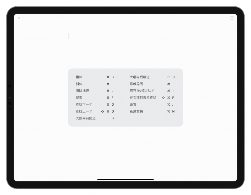 iPad 快捷键面板